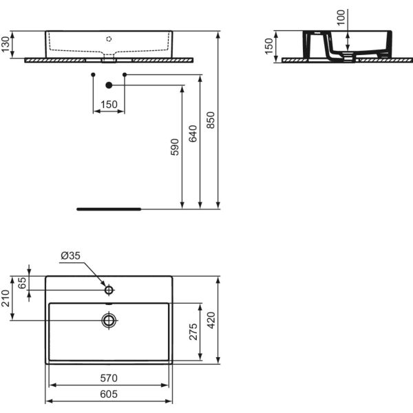 I.LIFE B Umývadlo na dosku 60,5x42 cm, T573601