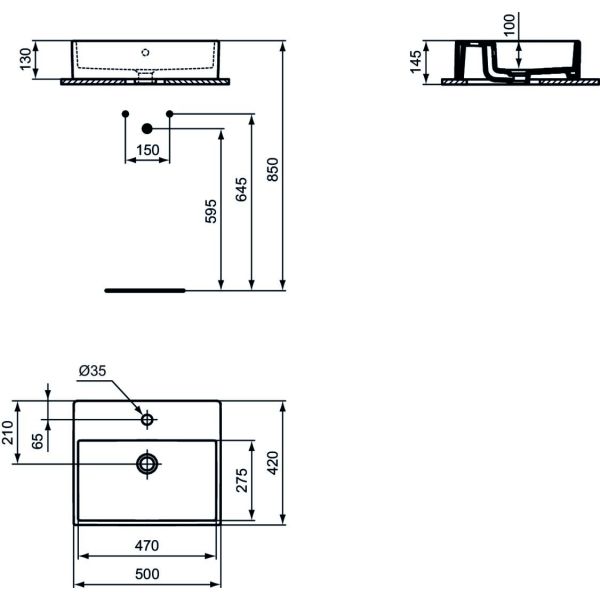 I.LIFE B Umývadlo na dosku 50x42 cm, T573701