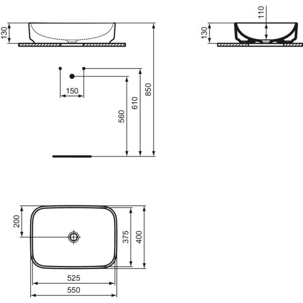 I.LIFE B Umývadlo na dosku 55x40 cm, T572801
