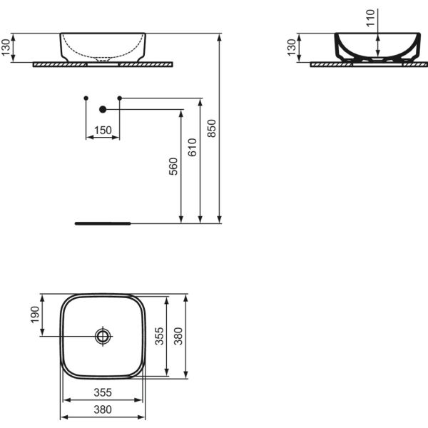 I.LIFE B Umývadlo na dosku 38x38 cm, T573001