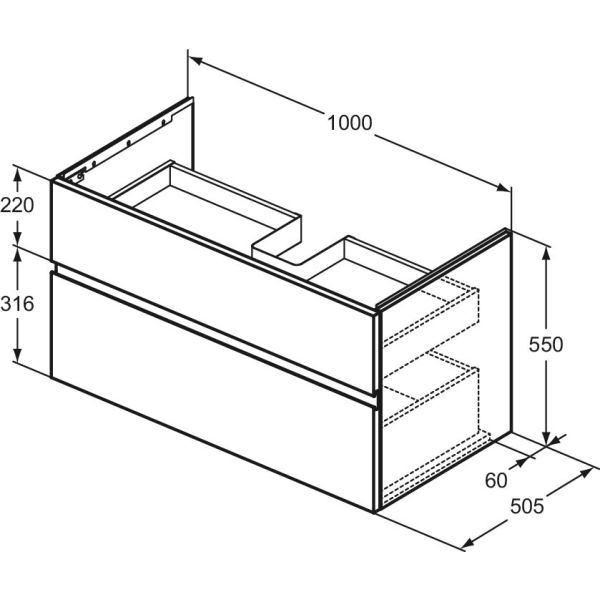 FINESSE Umývadlová skrinka 100 cm, šírka 50,5 cm,  E3397UP