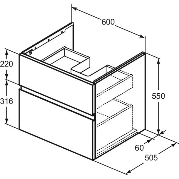 FINESSE Umývadlová skrinka 60 cm, šírka 50,5 cm,  E3395US