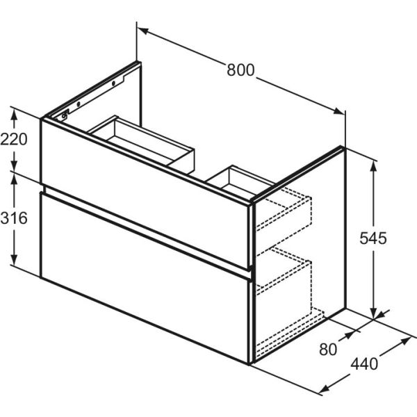FINESSE Umývadlová skrinka 80 cm, šírka 44 cm,  E3387UR