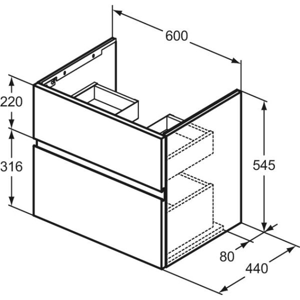 FINESSE Umývadlová skrinka 60 cm, šírka 44 cm,  E3386Y2