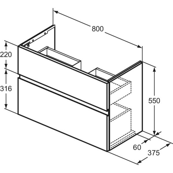 FINESSE Umývadlová skrinka 80 cm, šírka 37,5 cm,  E3380US
