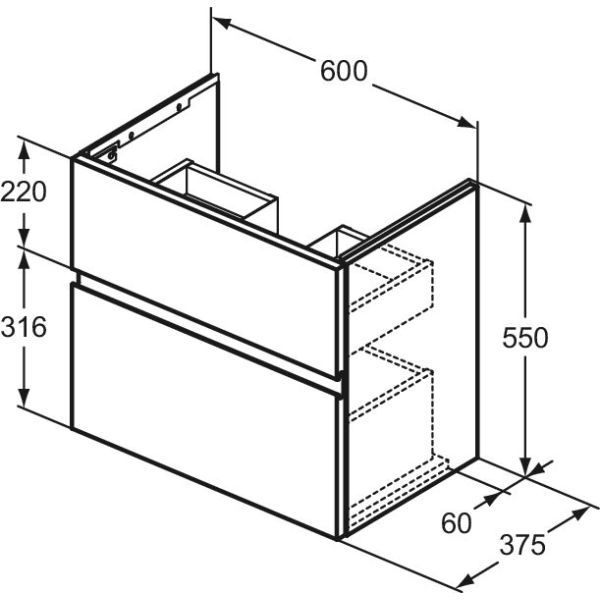 FINESSE Umývadlová skrinka 60 cm, šírka 37,5 cm,  E3379US