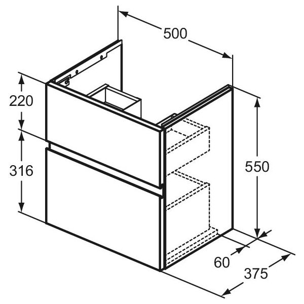 FINESSE Umývadlová skrinka 50 cm, šírka 37,5 cm,  E3378US
