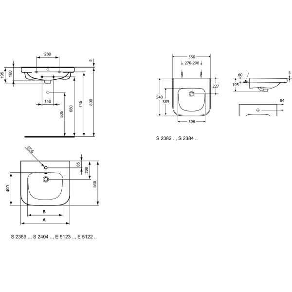 CONTOUR 21 Umývadlo pre telesne postihnutých 60x55 cm, S238901
