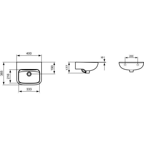 CONTOUR 21 Umývadielko pre telesne postihnutých bez otvoru pre batériu a  bez prepadového otvoru, 40x36,5 cm, S240701