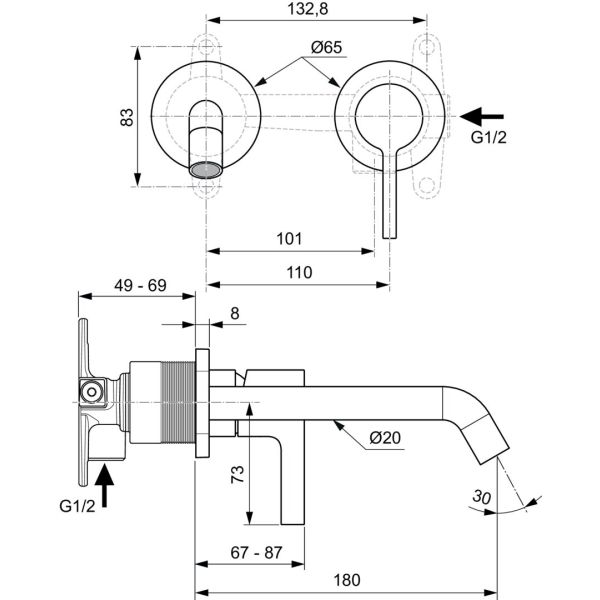JOY umývadlová podomietková batéria, dĺžka vývodu 180 mm, A7378A2
