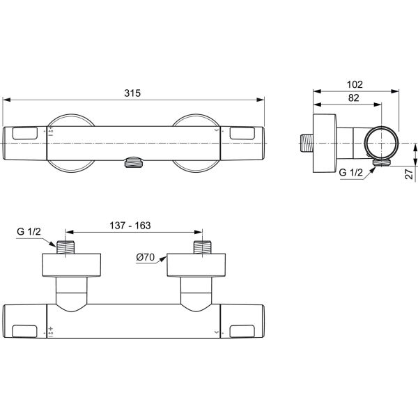 CERATHERM T25 Sprchová nástenná termostatická batéria, A8600AA