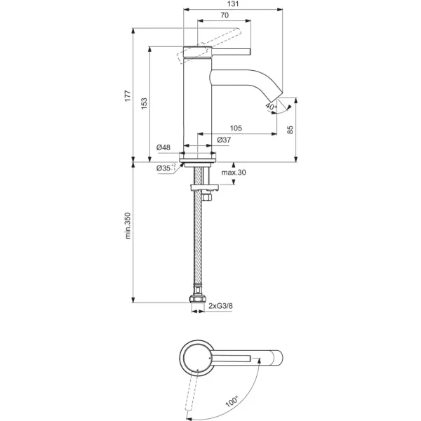 CERALINE NUOVO Umývadlová batéria H85 Blue Start, bez odpadovej garnitúry, BD757AA