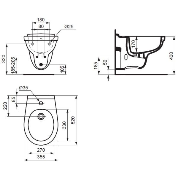 Simplicity bidet závesný, E877301