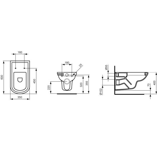 CALLA WC závené 35x60 cm a WC sedadlo, K305301, E251801