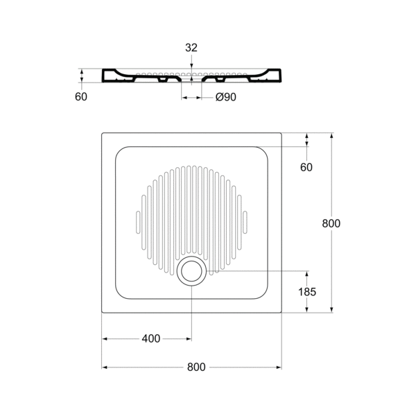 Connect sprchová vanička keramická štvorcová 80x80 cm, T266101