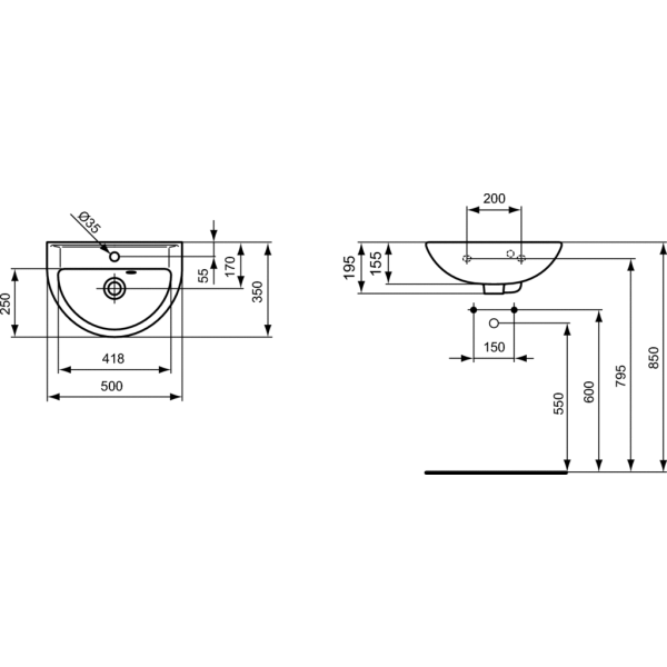 Eurovit umývadielko 50x35 cm, V200101