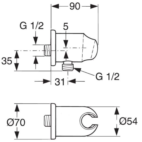 IDEALRAIN Držiak sprchy s pripojením pre sprchu, A2406AA