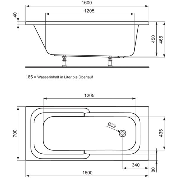 Playa vaňa akrylátová 160x70 cm, T962501