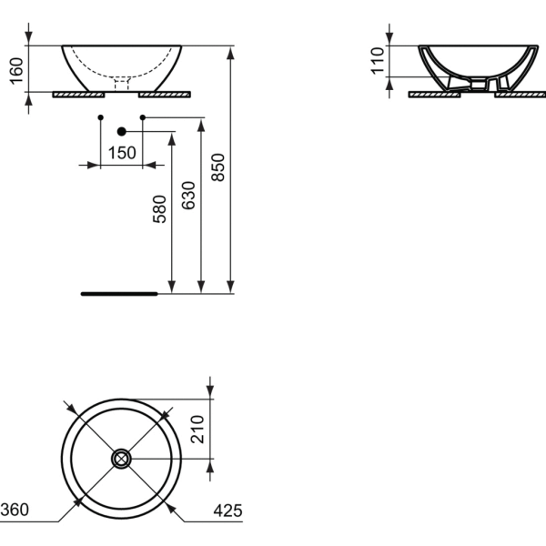 Strada O umývadlo na dosku 42,5x42,5 cm, K0783MA