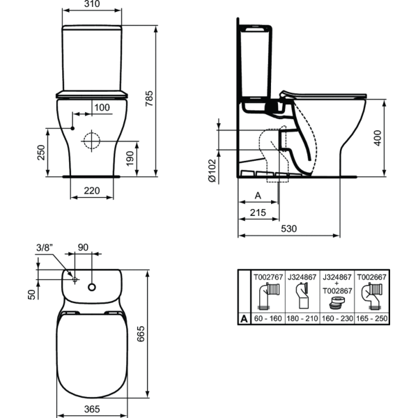 Tesi aquablade WC kombi misa , T5560V3