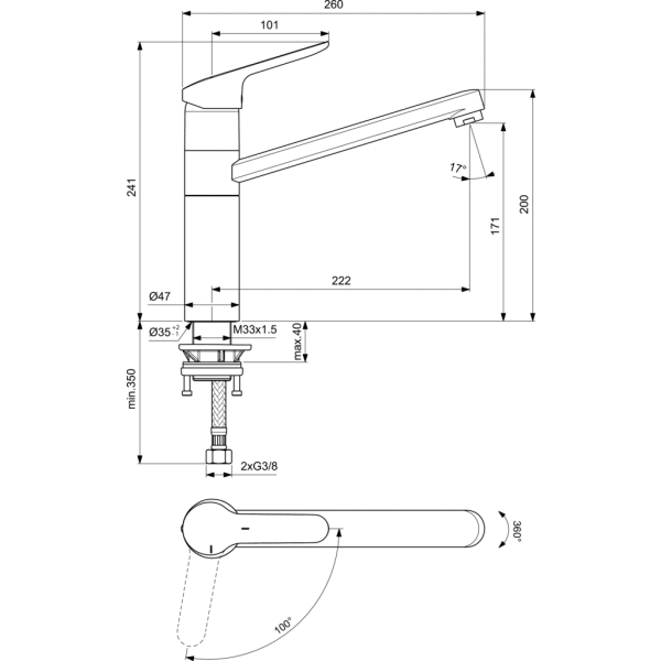 CERAFLEX Kuchynská batéria s vysokým vývodom, BC135AA