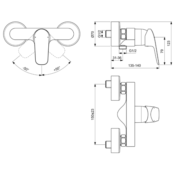 CERAFLEX Sprchová batéria nástenná, B1720