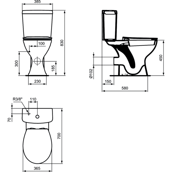 CONTOUR 21 WC kombi misa zvýšená pre invalidov, E883201