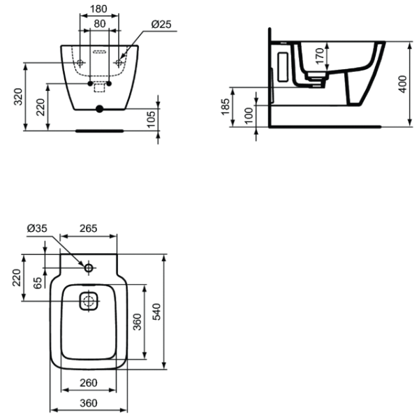 STRADA II Bidet závesný, T297101, T456801