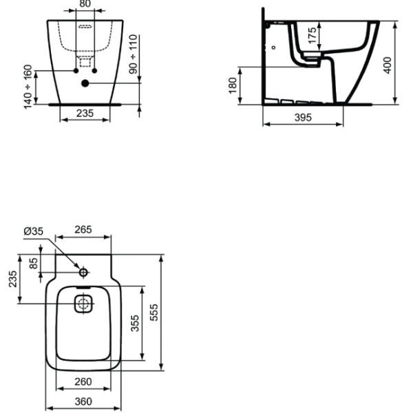 STRADA II Bidet stacionárny, T456701