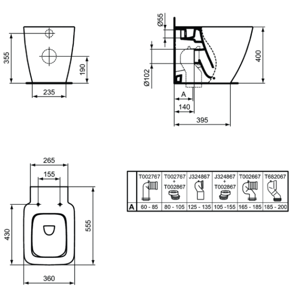 STRADA II WC stacionárne AQUABLADE, T296801