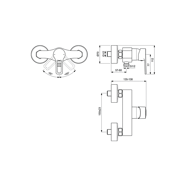 SEVATOP Sprchová batéria nástenná, BC401AA