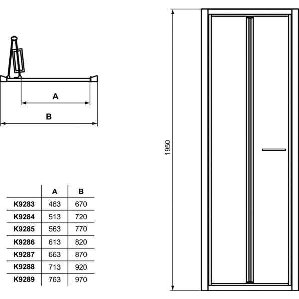 CONNECT 2 Skladacie dvere 100 cm, K9289EO