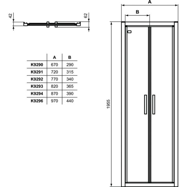 CONNECT 2 Lietacie dvere 70 cm, K9290EO