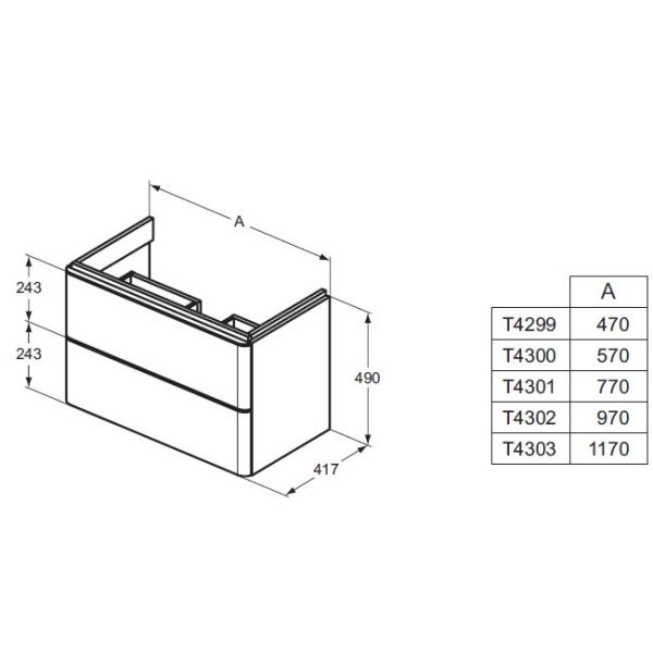 ADAPTO Skrinka pod umývadlo Strada II 60 cm, T4300WG