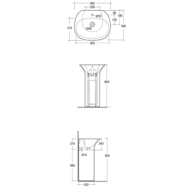 RAK SENSATION Umývadlo voľne stojacie freestanding 55x46 cm, SENFS5501