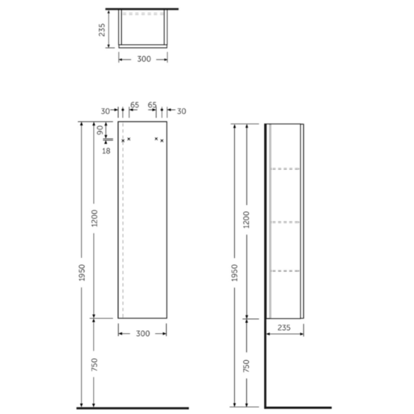 RAK JOY Vysoká skrinka 120x30 cm, JOYTS120PWH