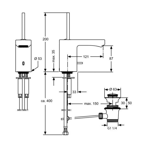 GLANCE Umývadlová batéria, s odpadovou garnitúrou a flexibilnými hadicami, A4587AA
