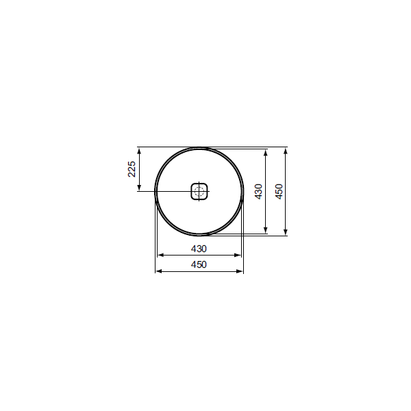 Umyvadlo na desku Ø 45 cm, bez přepadu, bez otvoru pro baterii (kruh), T295901