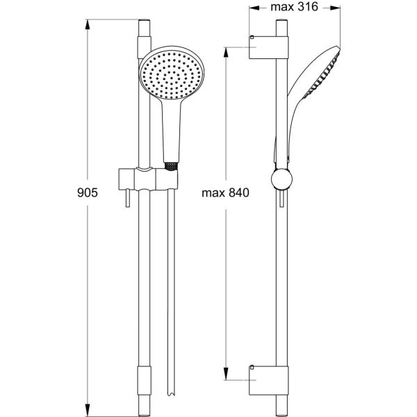 IDEALRAIN Sprchová kombinácia tyč 90 cm L1 s 1-funkční ruční sprchou Ø120 mm, B9839AA