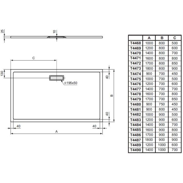 Obdlžnikový odpad s chromovaným krytom odpadu - T4493AA