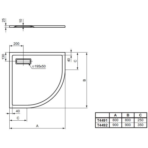 Obdlžnikový odpad s chromovaným krytom odpadu - T4493AA