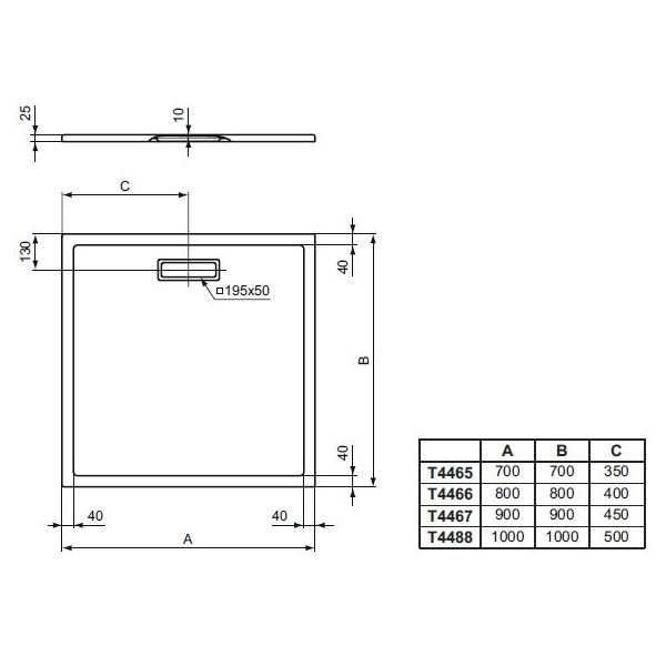 Obdlžnikový odpad s chromovaným krytom odpadu - T4493AA