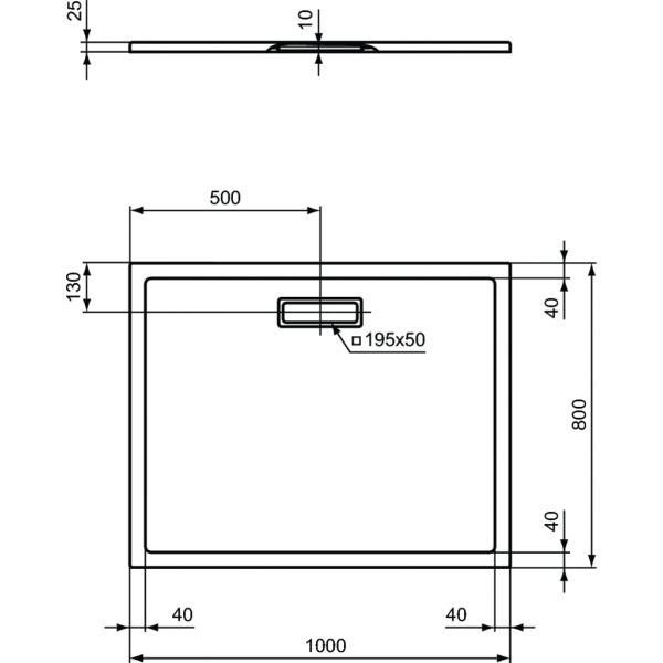 ULTRAFLAT NEW Sprchová vanička akrylátová obdĺžnik 100 x 80 cm matná čierna , T4468V3