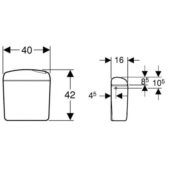 Plastová nádržka pre stacionárne wc s dvojitým splachovaním. 121.800.11.1
