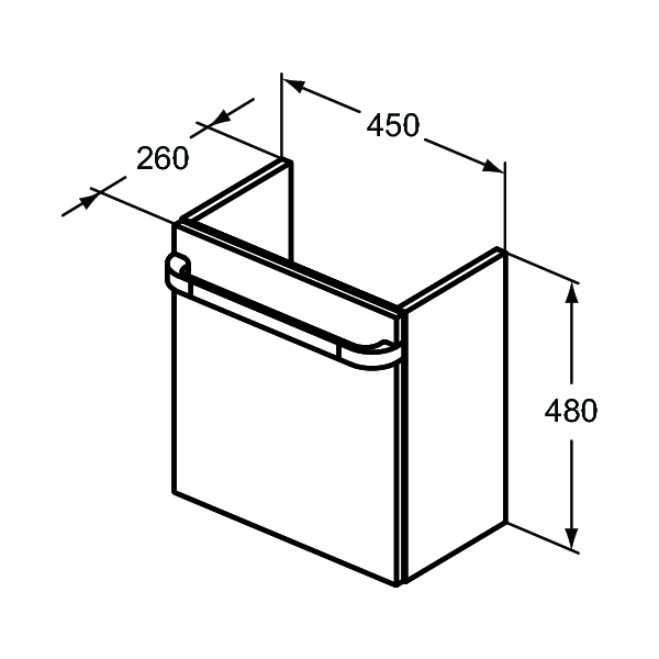 TONIC II Skrinka pod umývadielko 45 cm - ľavé prevedenie, R4318FE vrátane chrómového madla R4356AA