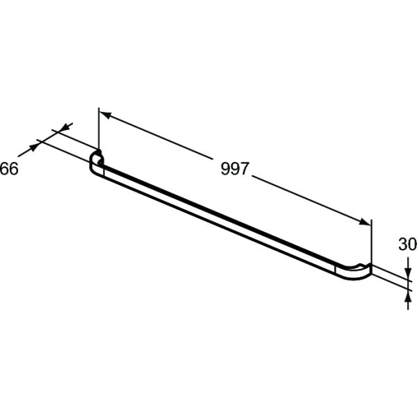 TONIC II Nábytková konzola 100 cm, R4312FF 2 ks + TONIC II Vrchná doska, R4323FF + TONIC II Doska sklo, R4336SA + TONIC II Madlo, R4360WG