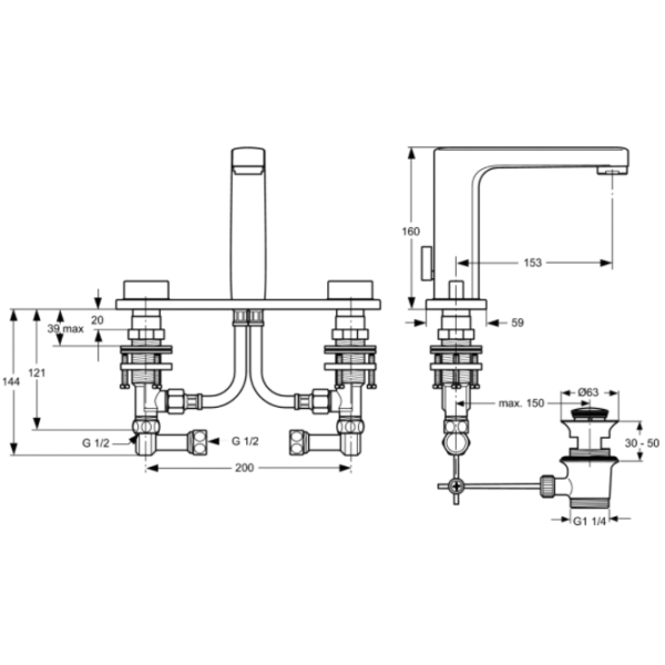 Moments umývadlová batérie 3-otvorová A3907AA