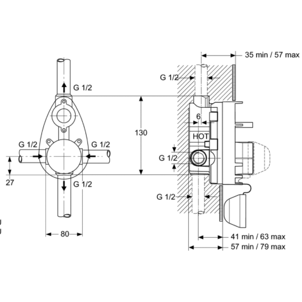 MARA Sprchová batéria podomietková, diel 2, A9018AA