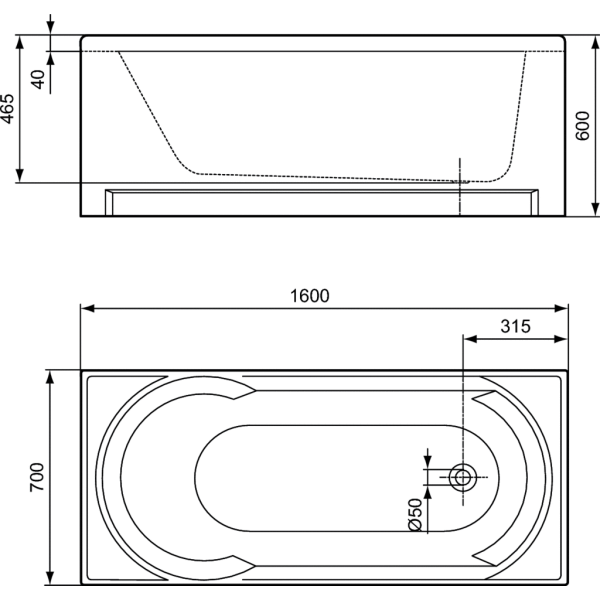 NAVONA vaňa akrylátová 160x70 cm, J325101