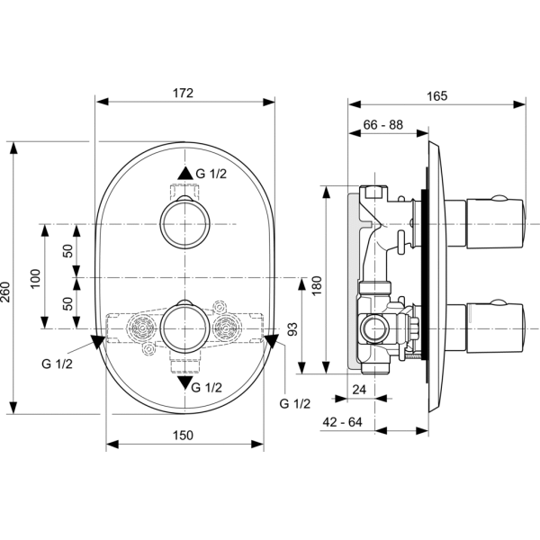 CERAMIX STYLE Sprchová termostatická batéria podomietková diel 2, A3717AA
